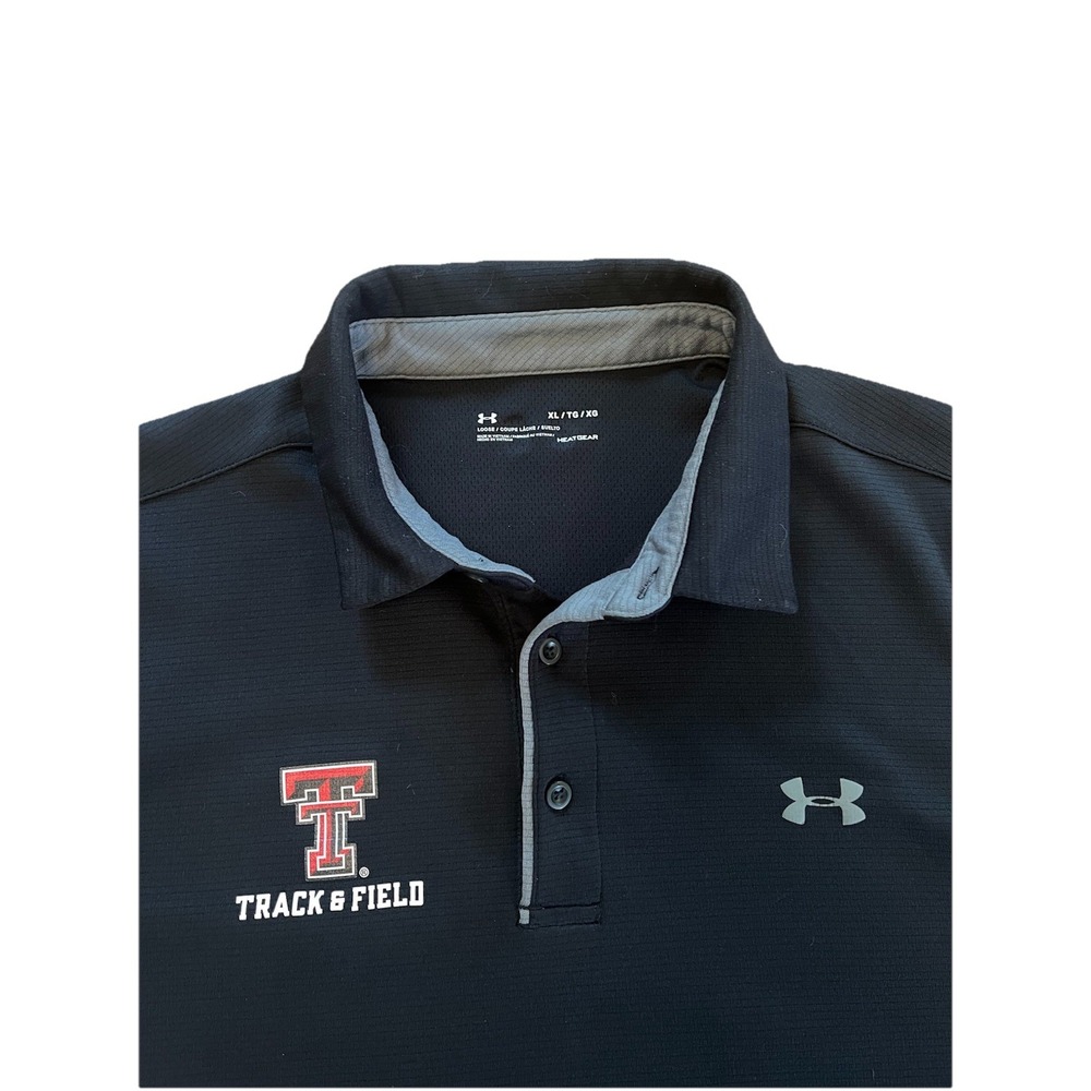 Under Armour Texas Tech‎ Red Raiders Track And Field Black Polo Shirt Men's XL
